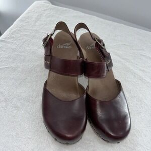 Dansko THEA Clogs Sandals 39 Burgundy Leather Slingback Studded Shoe Women 8.5